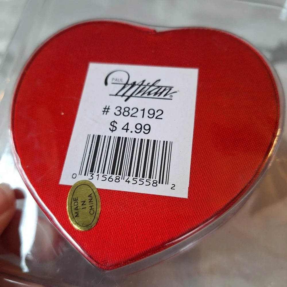 Vintage Sequined Satin Multicolor‎ Heart Box Jewelry Trinket 3.5x3 inches